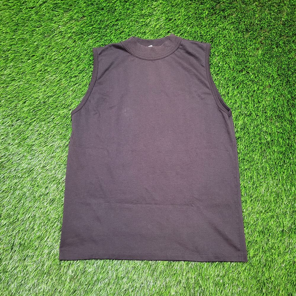 Vintage 90s Mock Neck Sleeveless Tee Womens Small Minimalist Grunge Blank Plain
